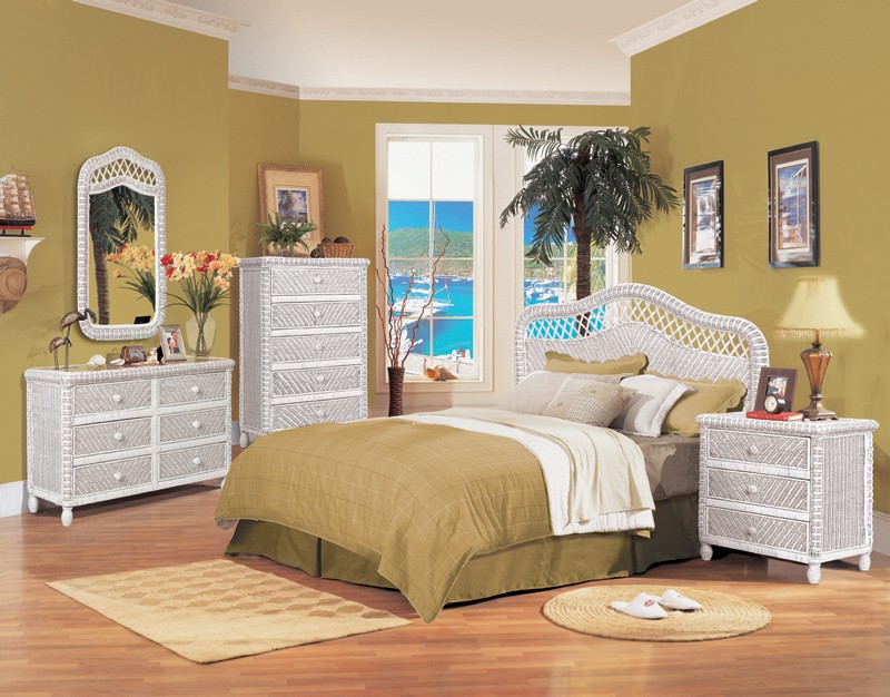 White Wicker Bedroom