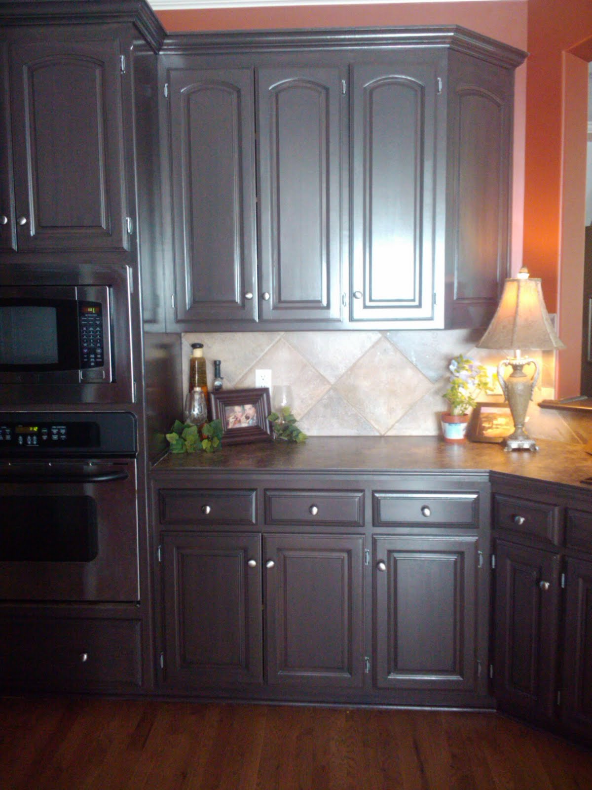Black glazed kitchen cabinets