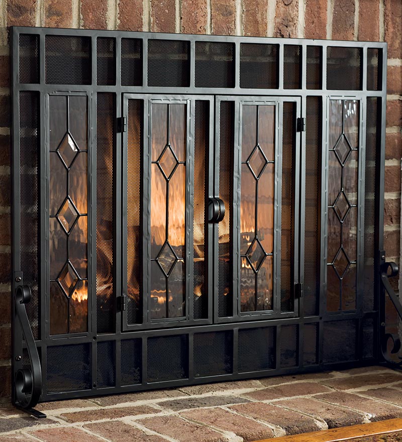 Glass fireplace screens
