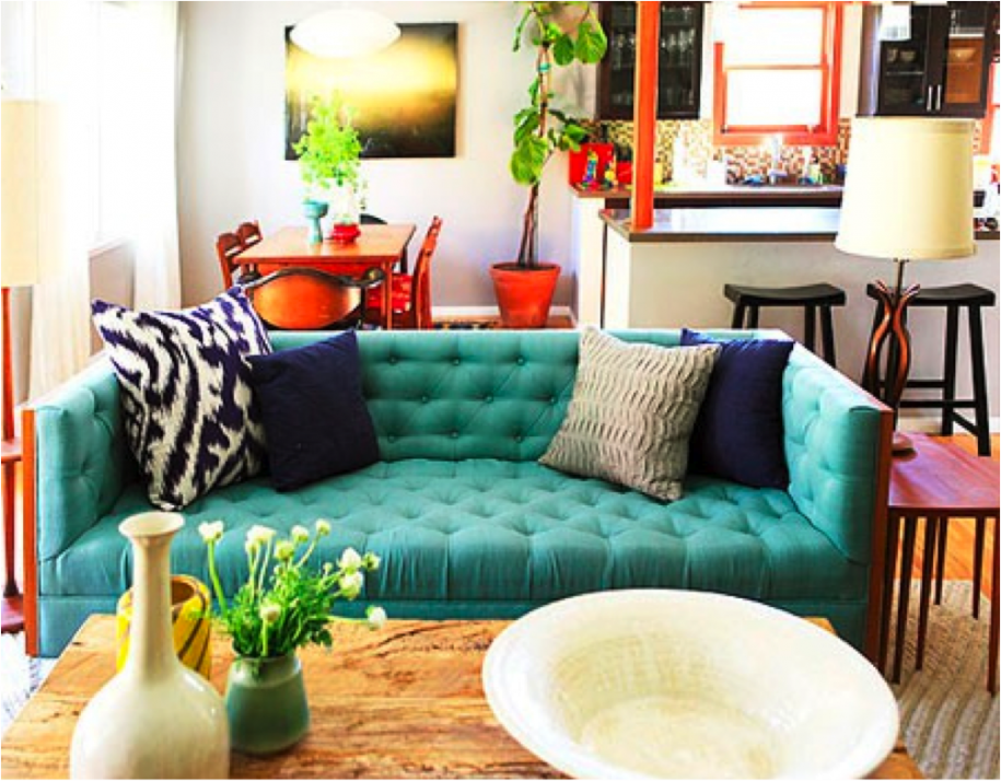 Turquoise and yellow home decor