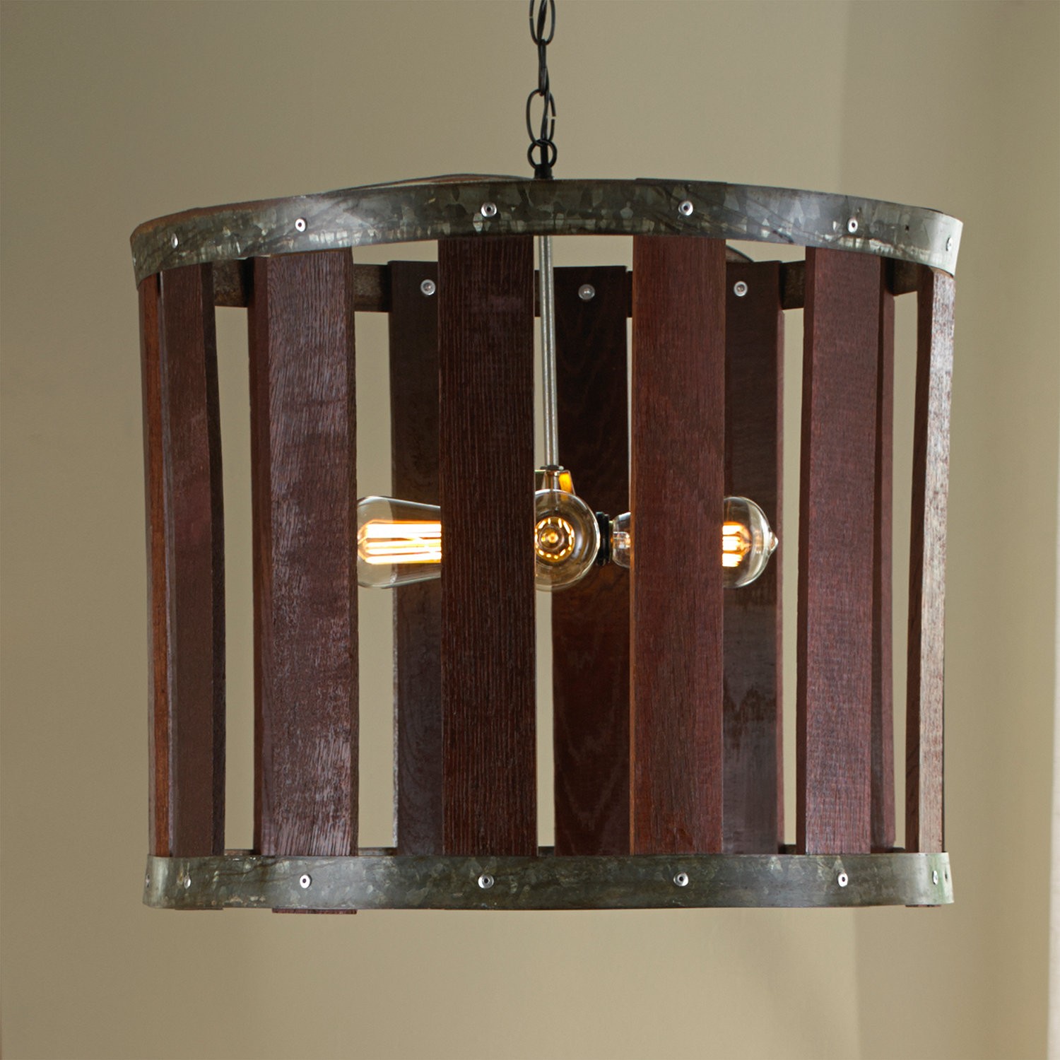 Wooden Wine Barrel Chandelier