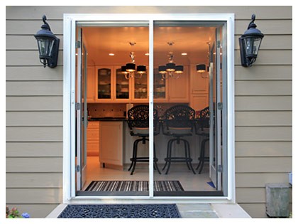 French doors with blinds