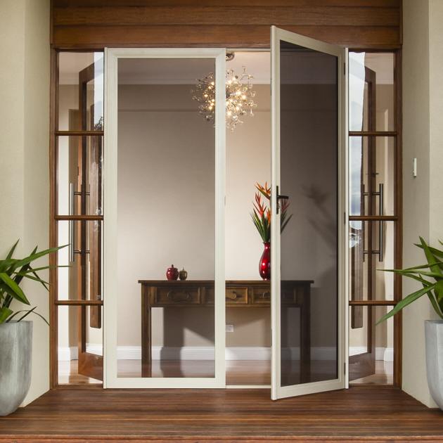 French doors with screens