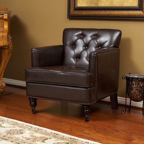 Faux leather club chair