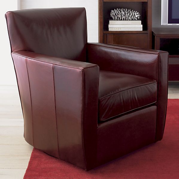 Leather swivel armchair
