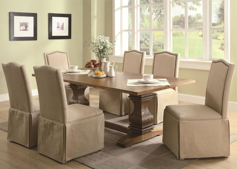 Slipcovered parsons chairs