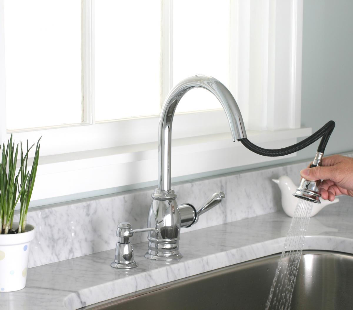Save Space with a Pull Down Kitchen Faucet