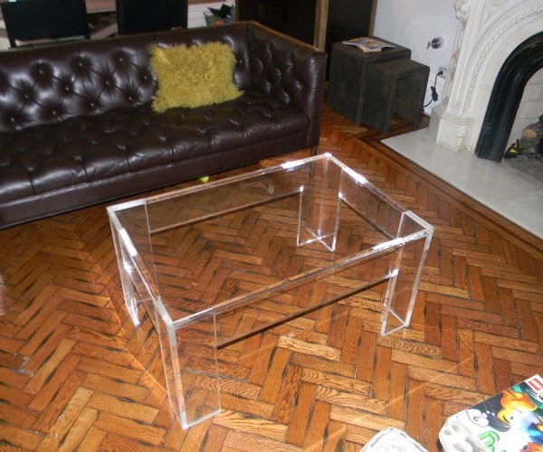 Acrylic waterfall coffee table