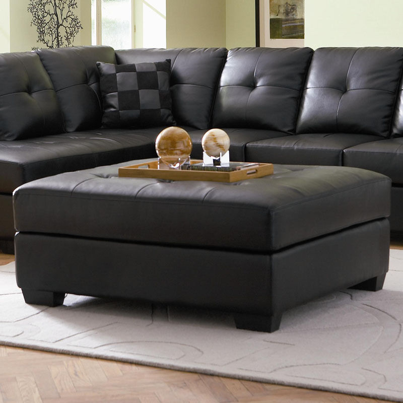 Black leather ottoman coffee table1