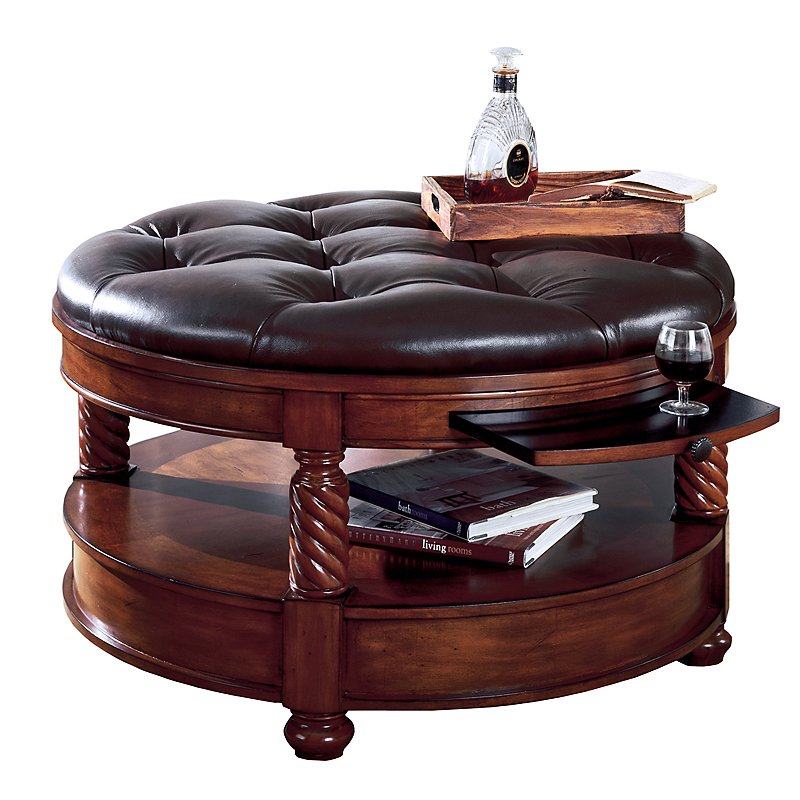 Leather ottoman coffee table with storage