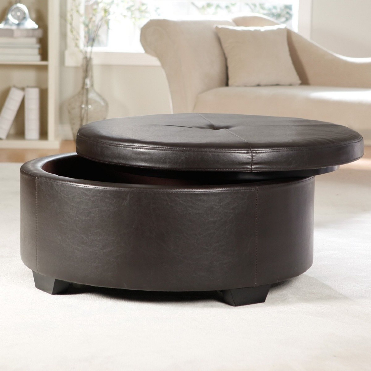 Leather ottomans coffee tables