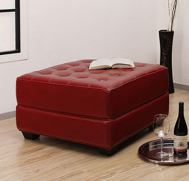 Red leather ottoman coffee table