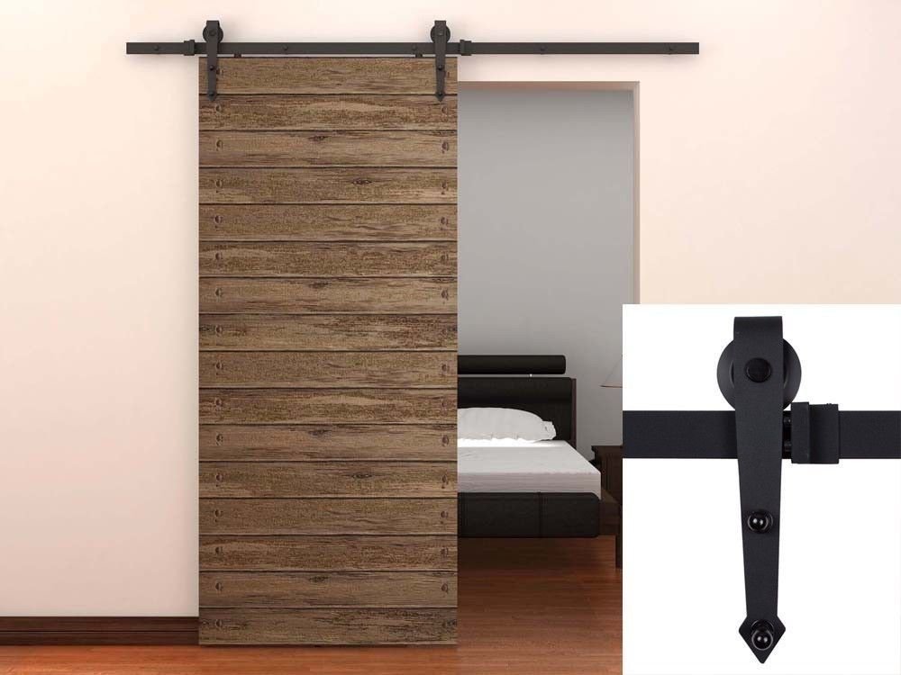 TMS® 6 Ft Black Modern American Style Barn Wood Sliding Door Hardware Closet Set New