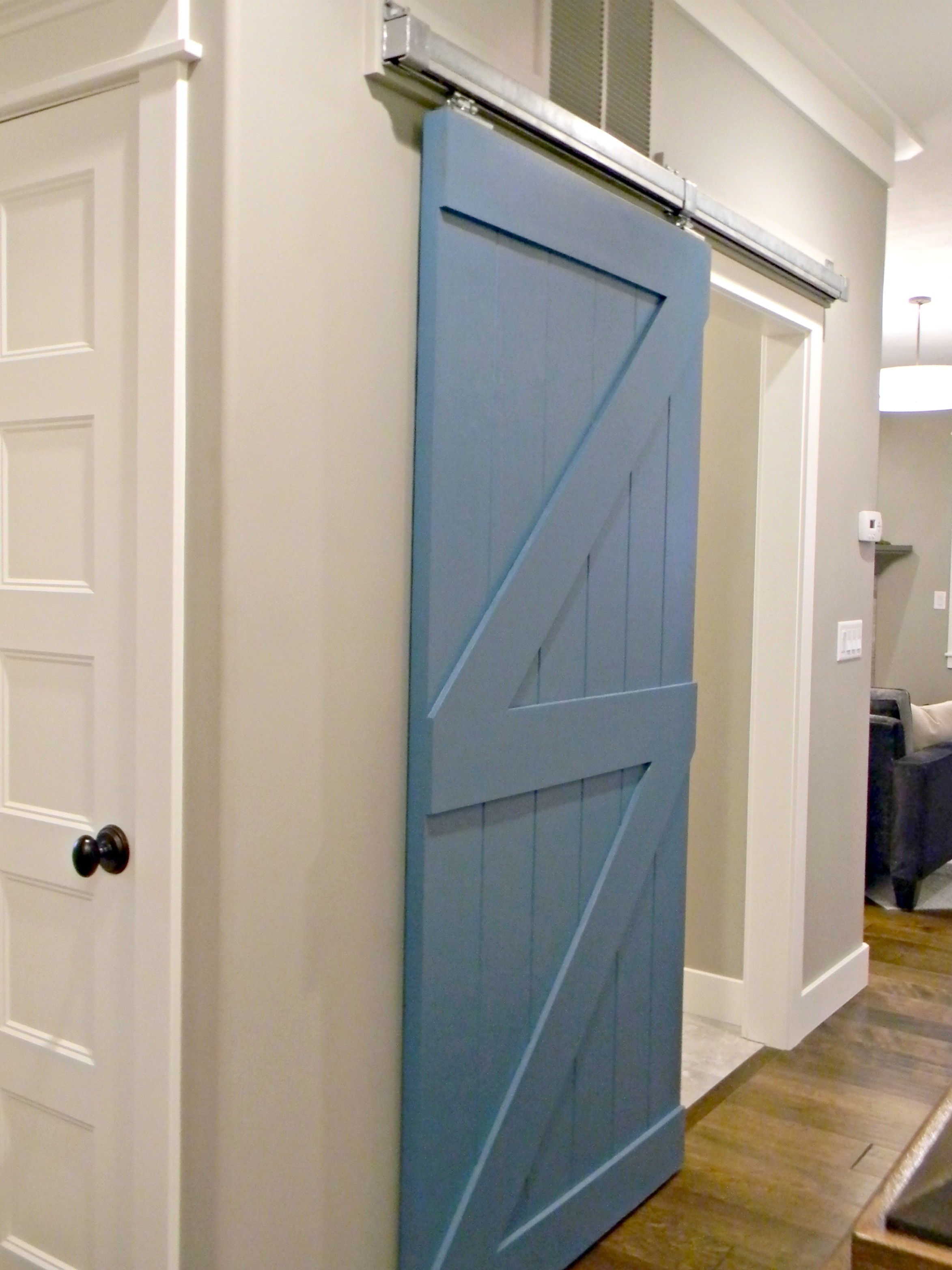 Sliding barn doors inside house