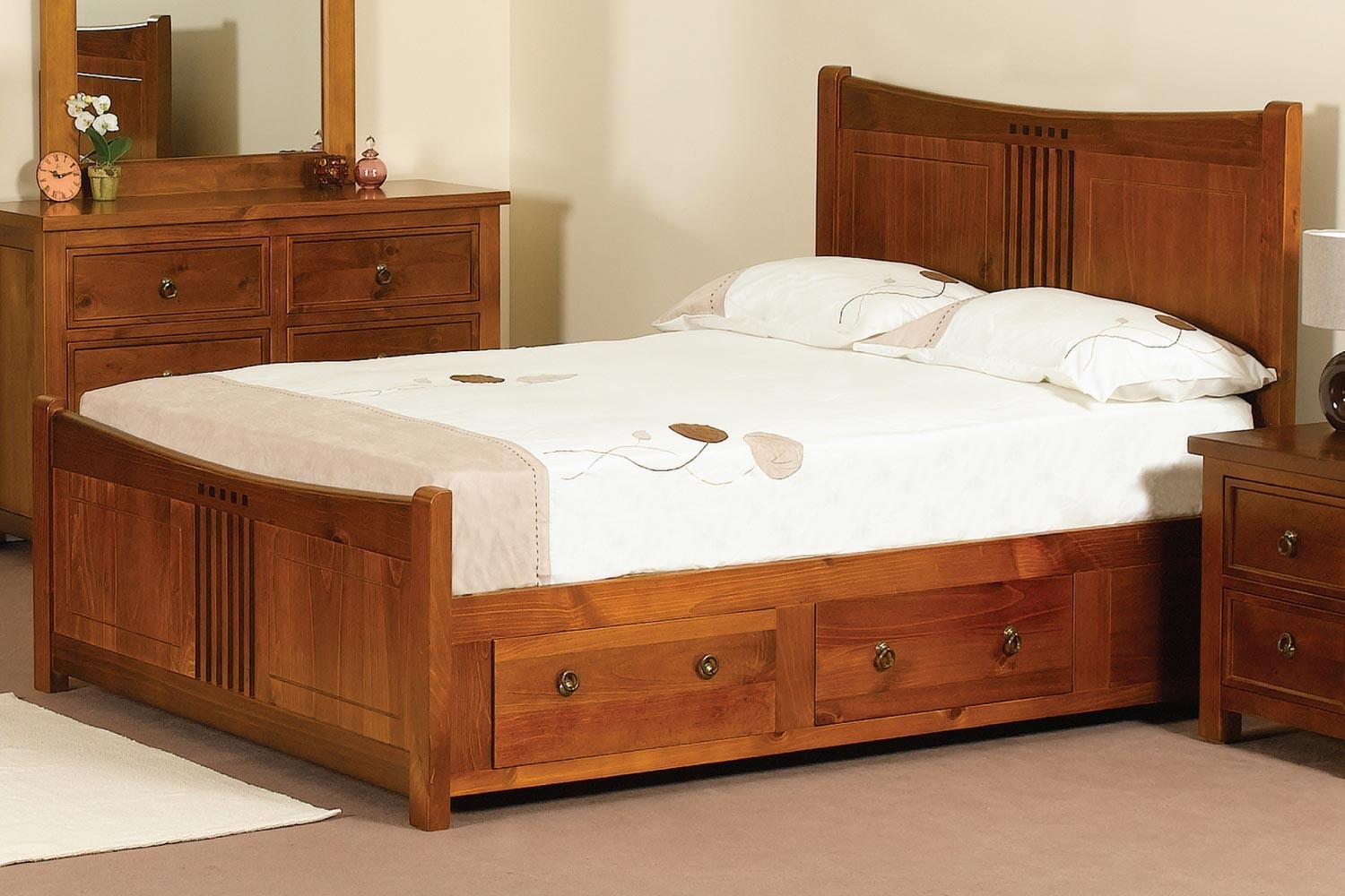 Wooden bed frames with storage