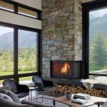 Stone Corner Fireplace Design Living Room